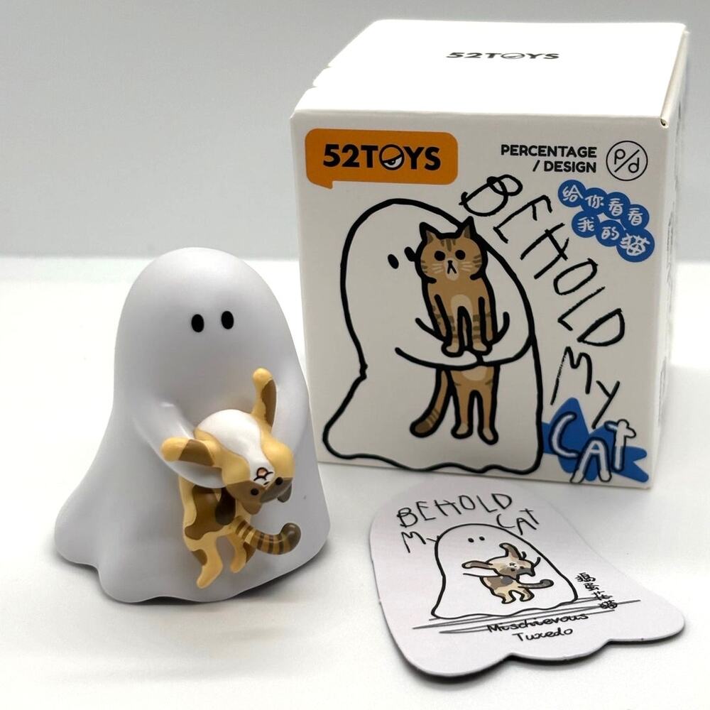 52Toys Behold My Cat Collectible Mini Figure, Ghost & Mischievous Tuxedo